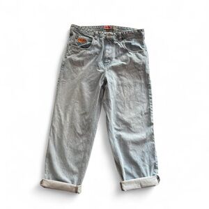 Vintage Y2K Empyre Light Wash Denim Jeans – Graffiti Logo Straight Leg (Size 36)